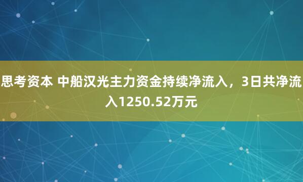 思考资本 中船汉光主力资金持续净流入，3日共净流入1250.52万元