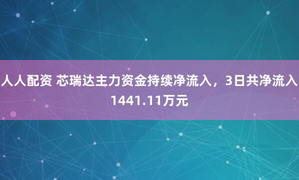 人人配资 芯瑞达主力资金持续净流入，3日共净流入1441.11万元
