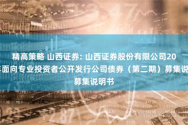 精高策略 山西证券: 山西证券股份有限公司2025年面向专业投资者公开发行公司债券(第二期)募集说明书